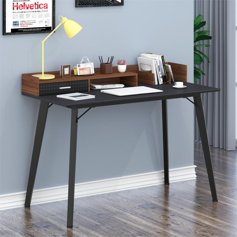 Home Using Space-Saving Computer Desk with Book Compartments