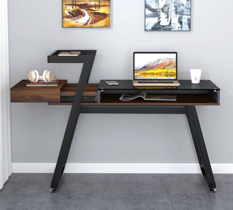 Telescopic Computer Desk With Storage Basket
