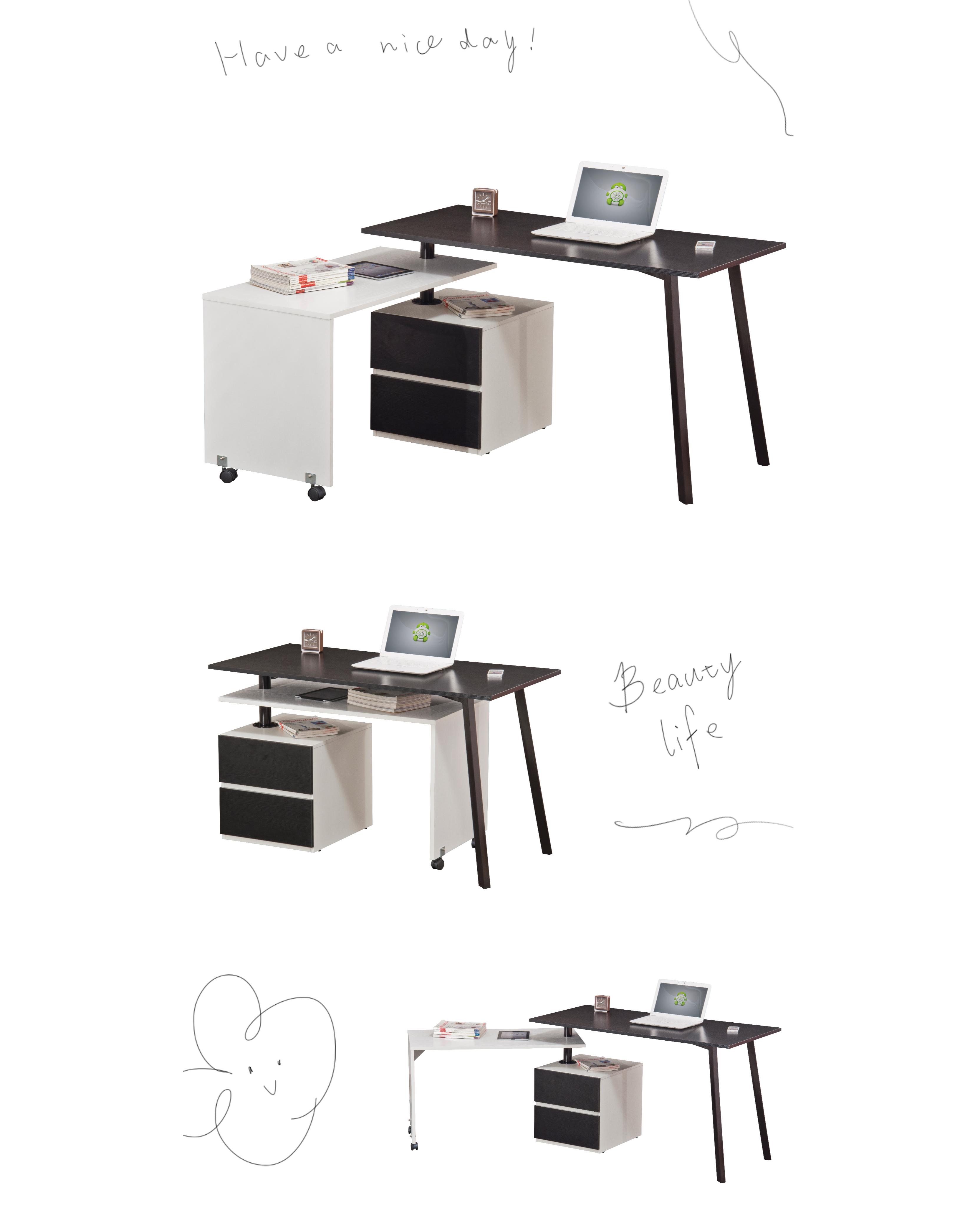 360 degree swivel Study Desk with File Cabinet