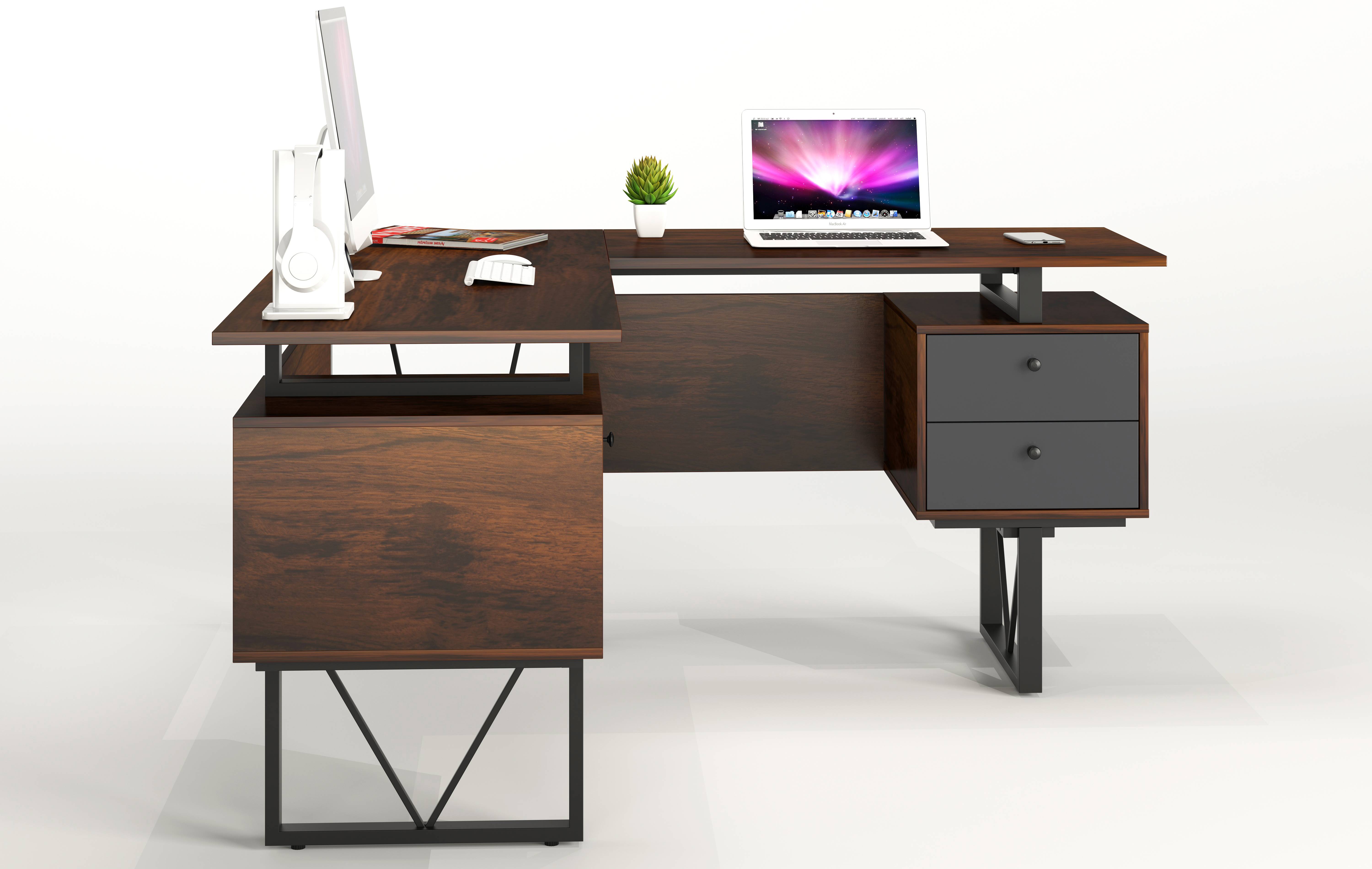 Wooden Top L Shaped Computer Desk