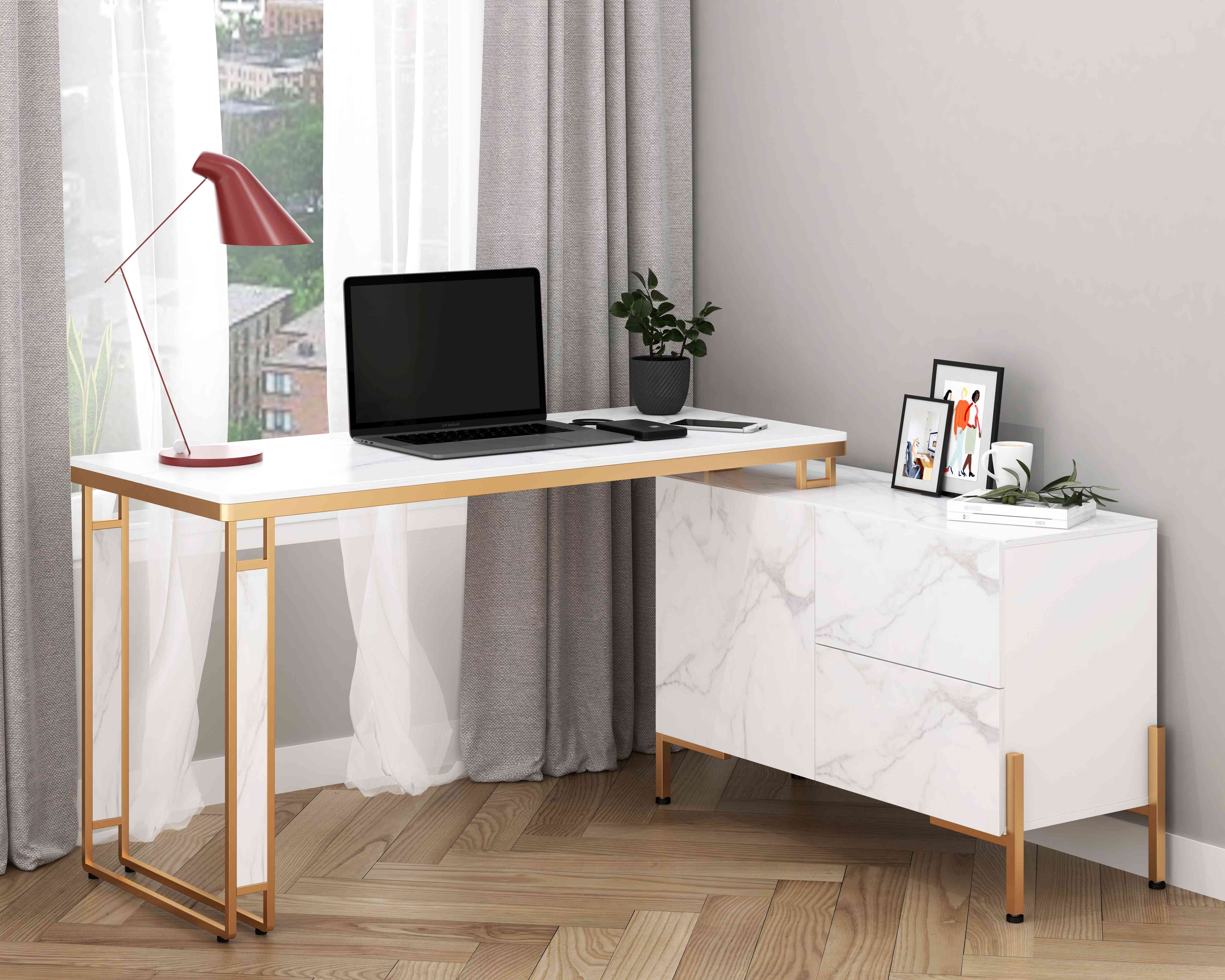 Wood Corner Computer Table