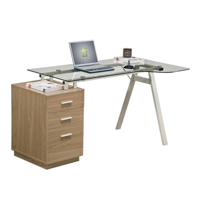 Weird Shaped Glasstop A -Shaped Leg Glass Computer Desk