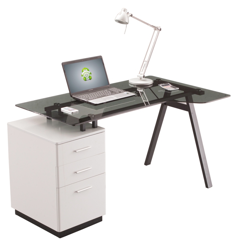 Weird Shaped Glasstop A -Shaped Leg Glass Computer Desk