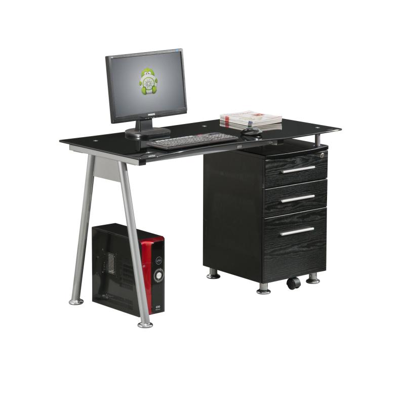 Rectangular Glass Executive Curve Edge Home Office Suite Desk