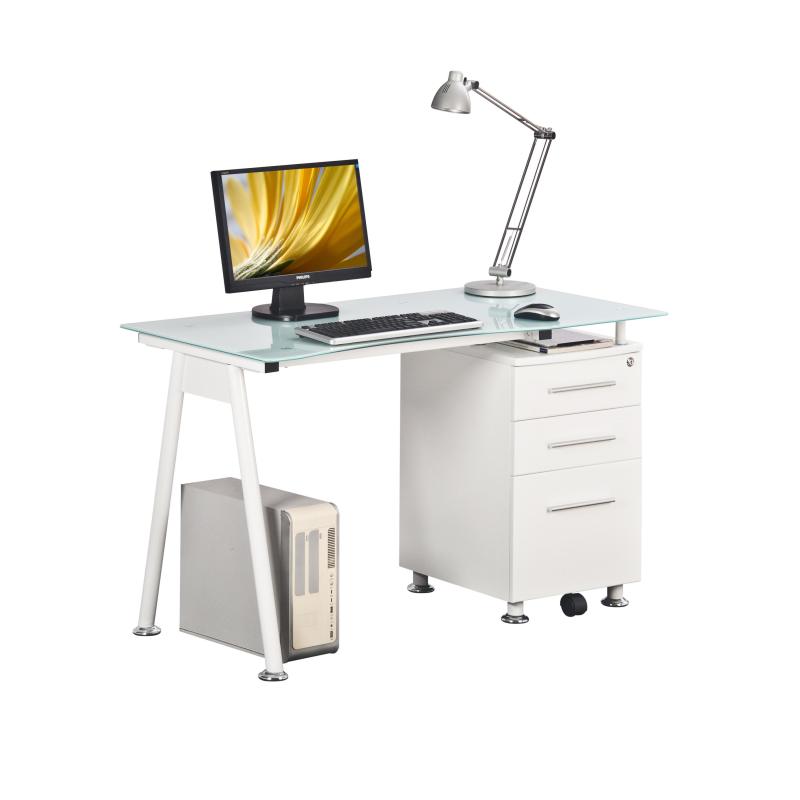 Rectangular Glass Executive Curve Edge Home Office Suite Desk