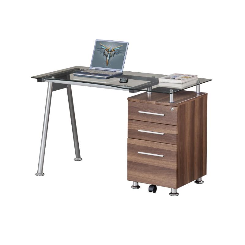 Rectangular Glass Executive Curve Edge Home Office Suite Desk