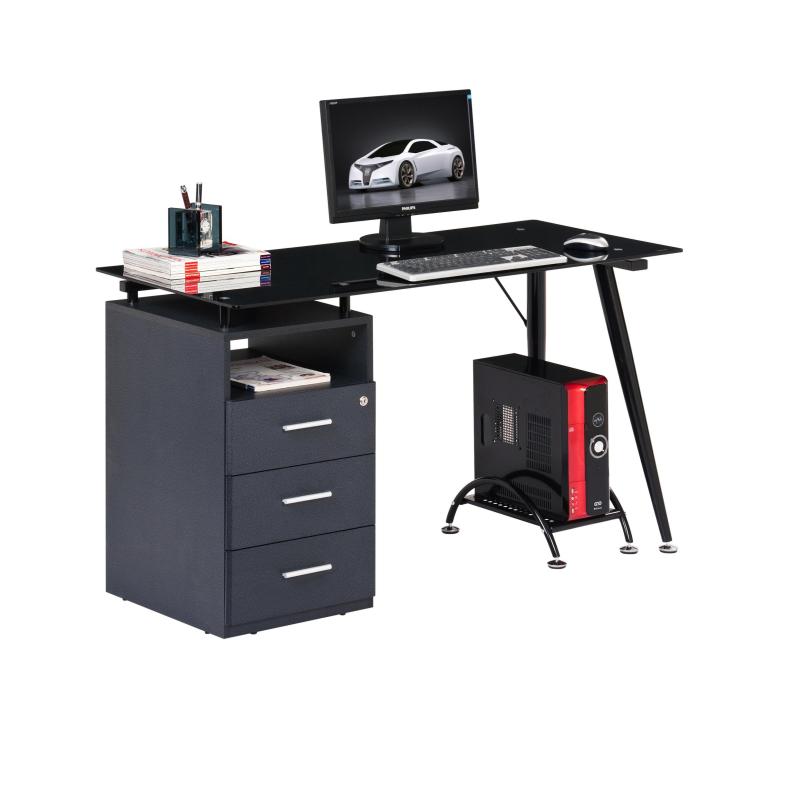 Table d'angle supérieure en verre trempé en forme de L de 8 mm d'épaisseur