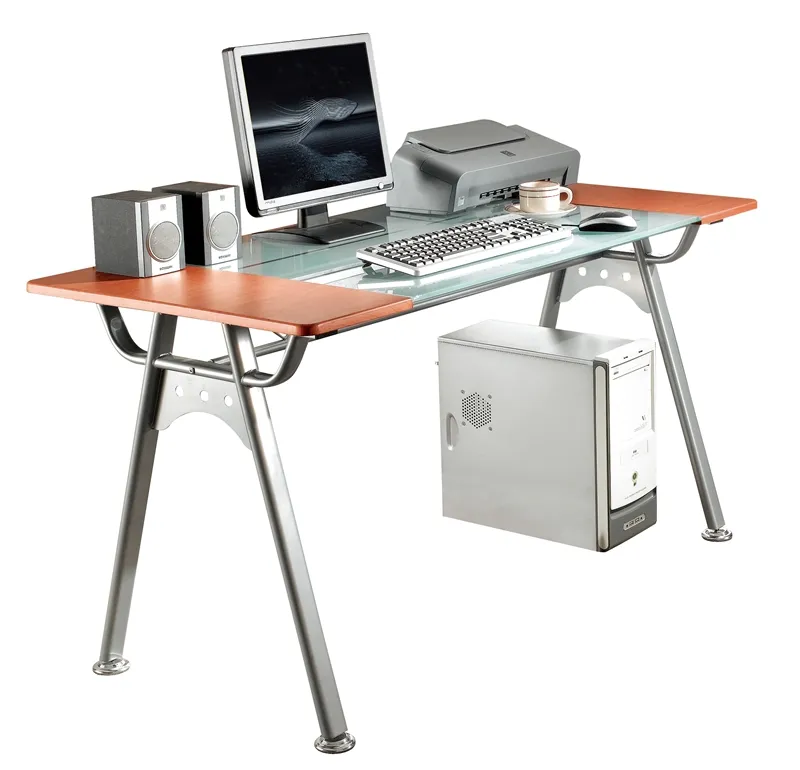 Minimalistisch metalen frame en glazen eenvoudig te monteren bureau