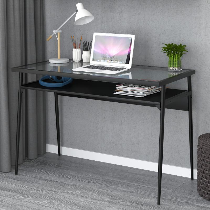 Four-legs Powder Coated Steel With Tempered Safety GlassDesk