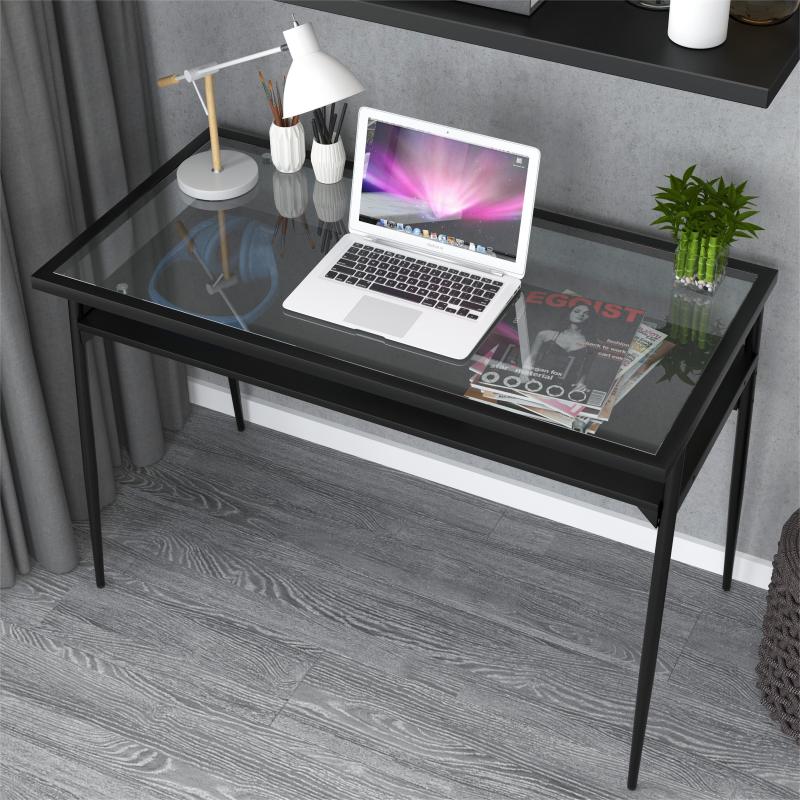 Four-legs Powder Coated Steel With Tempered Safety GlassDesk