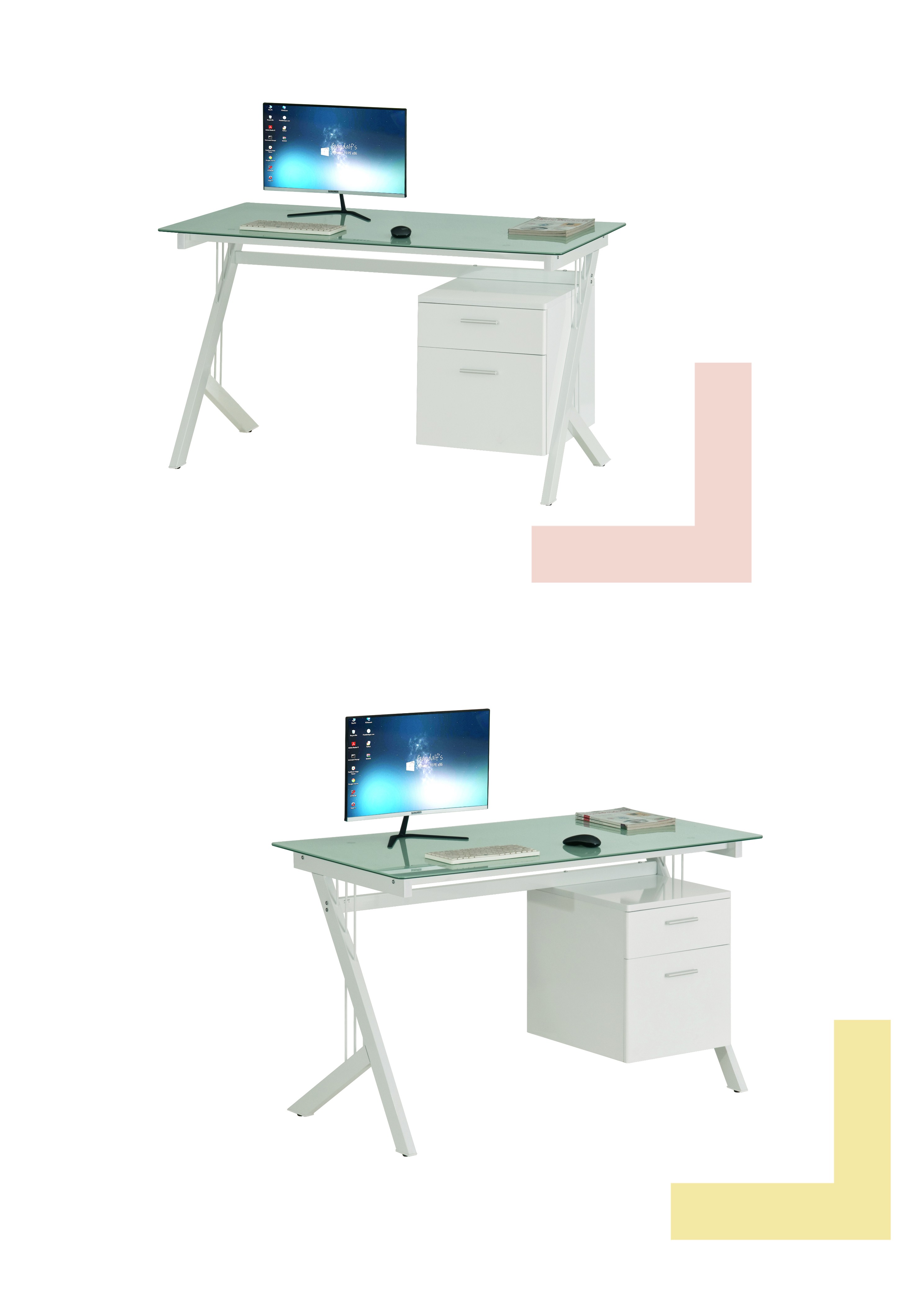 Y-Shaped Metal Leg Computer Desk
