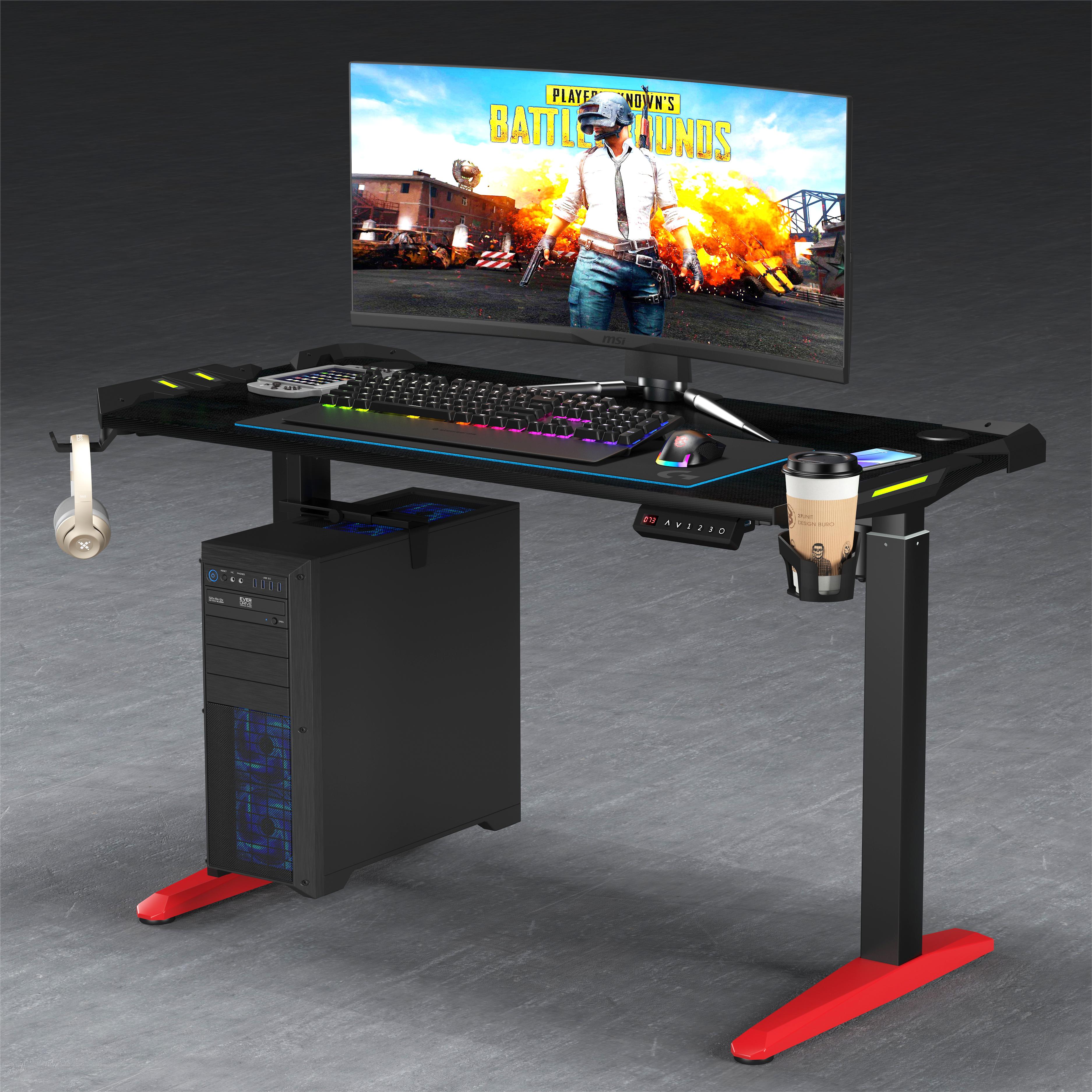 Supply Sitting Standing Gaming Desk With 18mm Thickness Tabletop