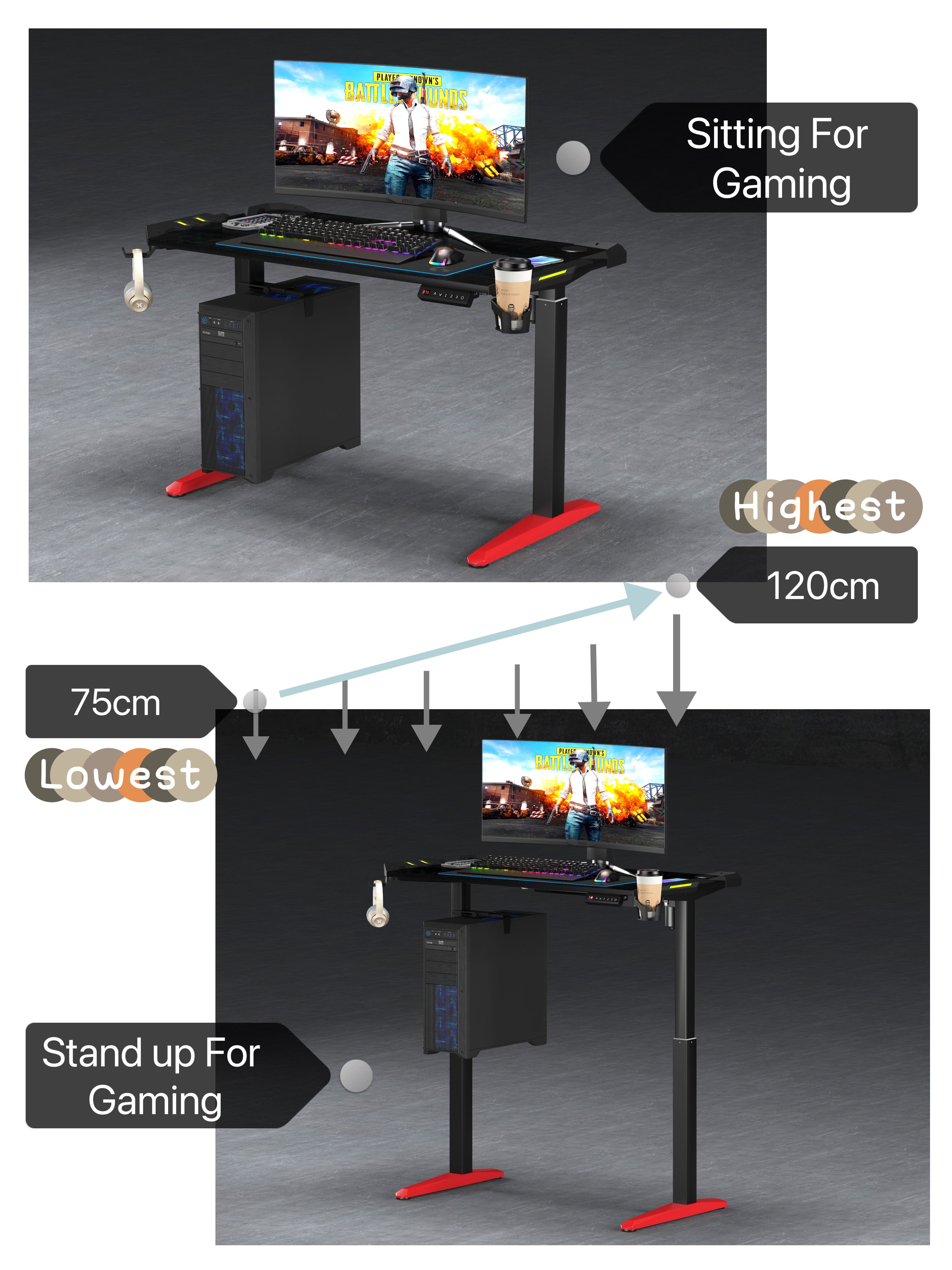 Sitting Standing Gaming Desk
