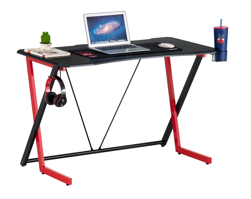 Marco de metal de oficina con tablero de MDF Escritorio para juegos con patas en forma de X