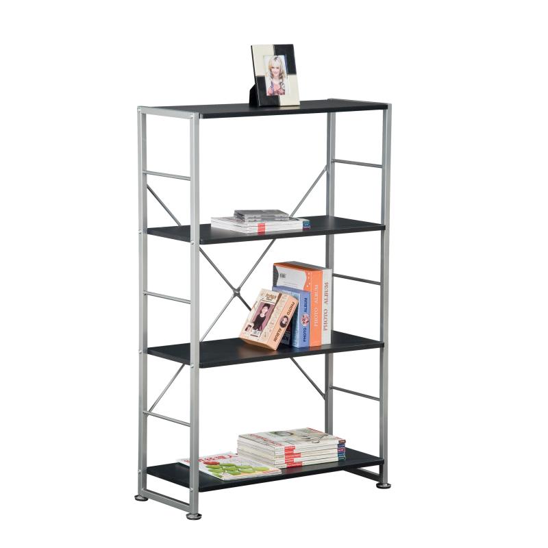 Household Steel-wood Combination Double-Sided 4 Level Bookcase