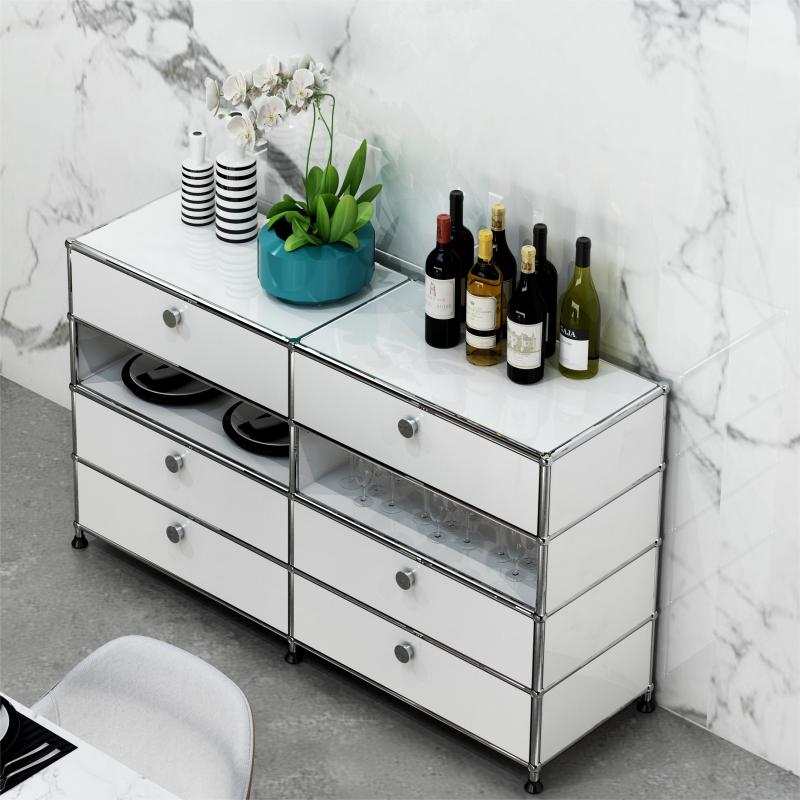 Nordic Metal Stainless Steel Multi-shelf Storage Cabinet