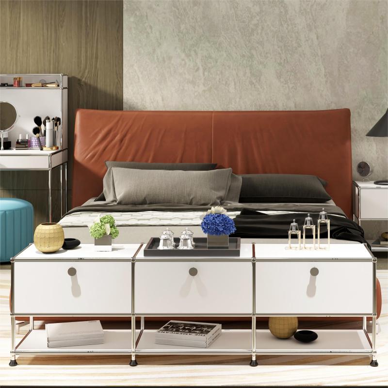 Iron Side Storage Cabinet TV Stand With Doors For Home Using