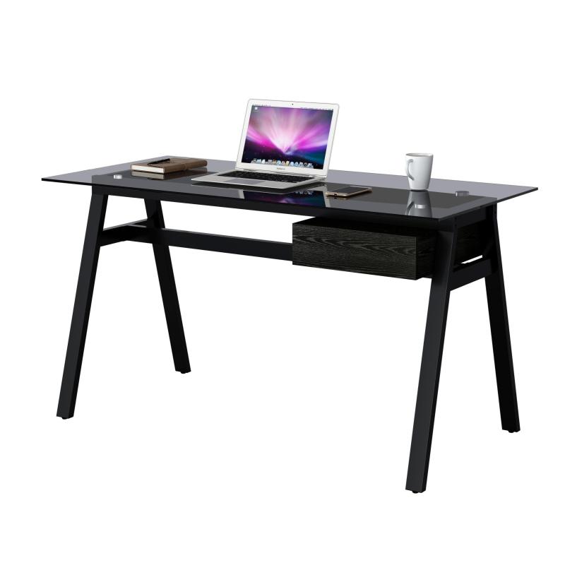 Tempered Glass Top Wooden Office Working Writing Study Desk