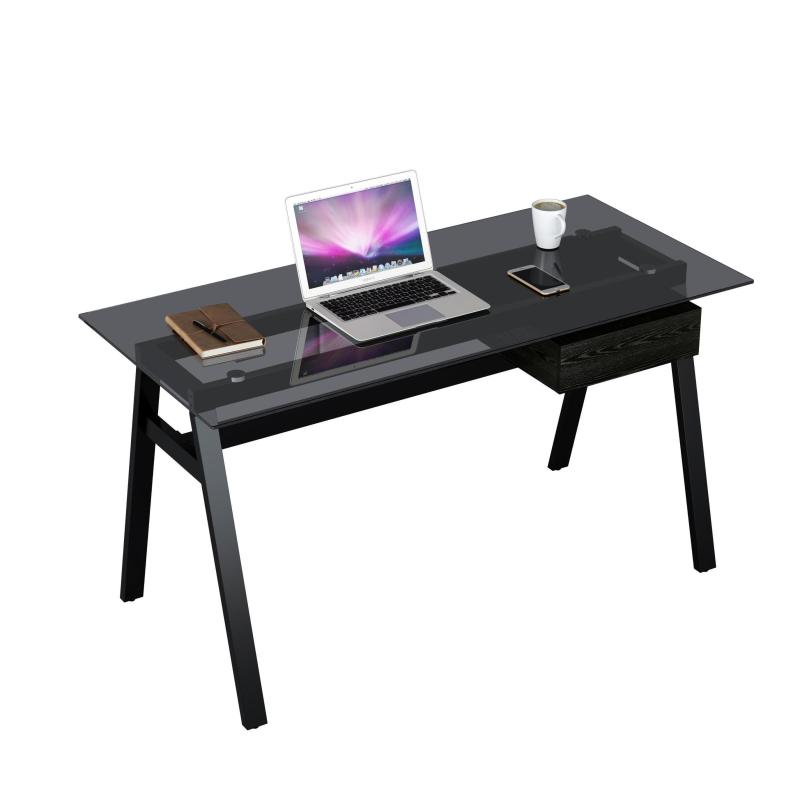 Tempered Glass Top Wooden Office Working Writing Study Desk