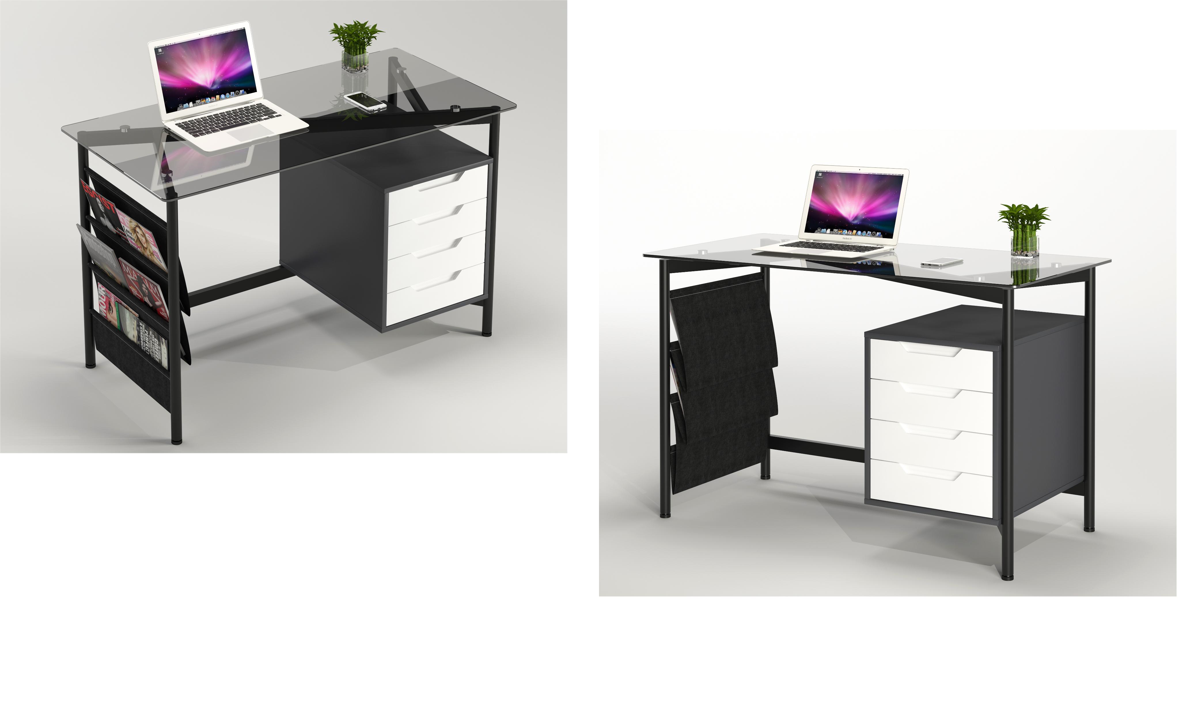 Clear Tempered Glass Top Office desk