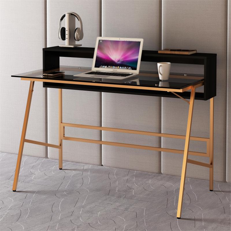 Open Space Office Furniture Grey Tempered Glass Top Office desk