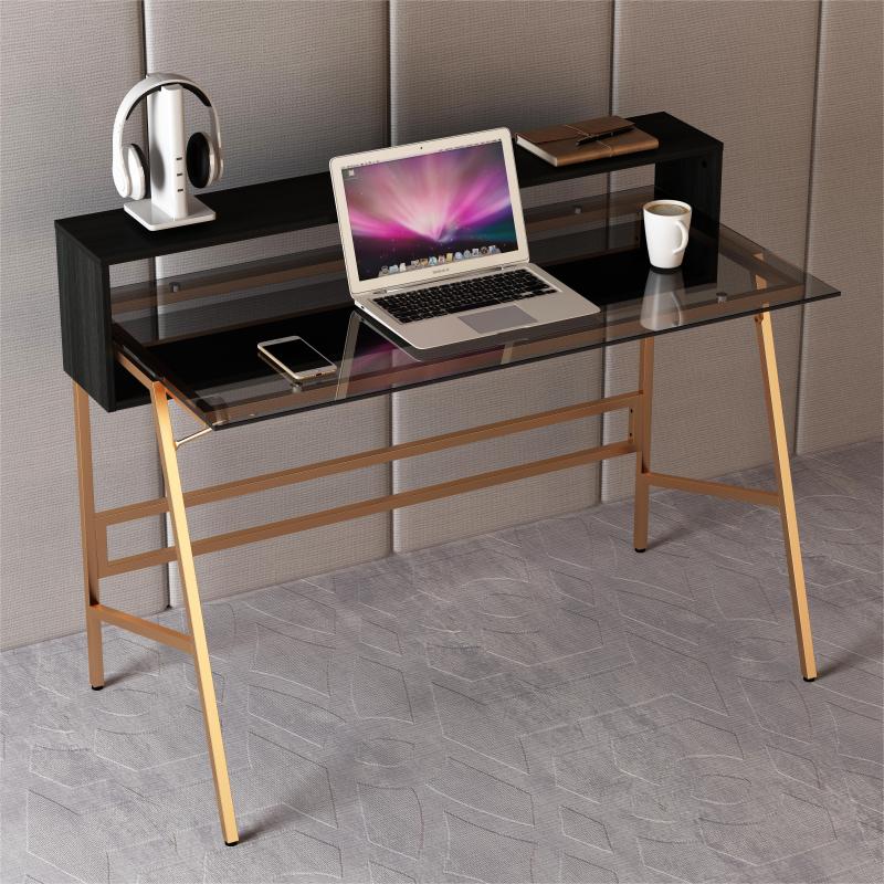 Open Space Office Furniture Grey Tempered Glass Top Office desk