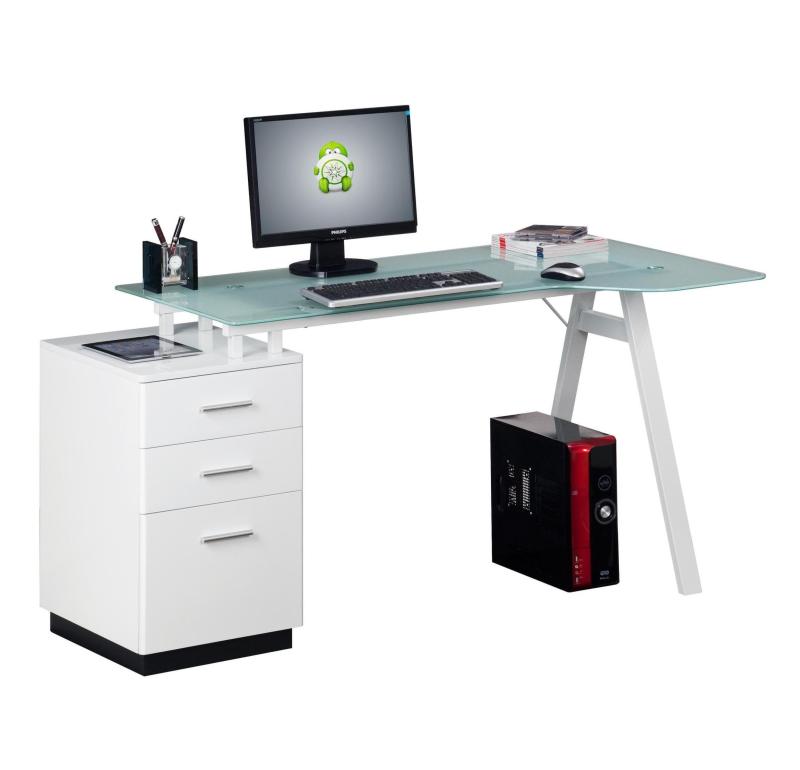 Weird Shaped Glasstop A -Shaped Leg Glass Computer Desk