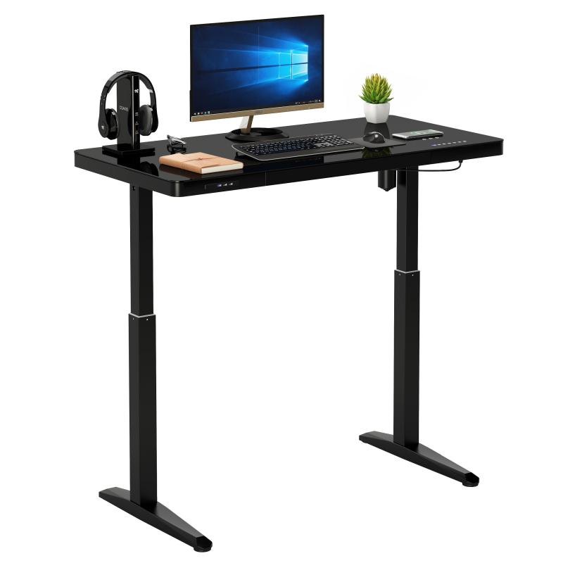 GlassTop Height Adjustable Study Writing Sit Stand Table