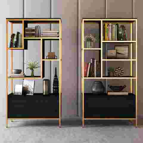 Household Multilayer Bookshelf Gold Iron Metal Displayracks