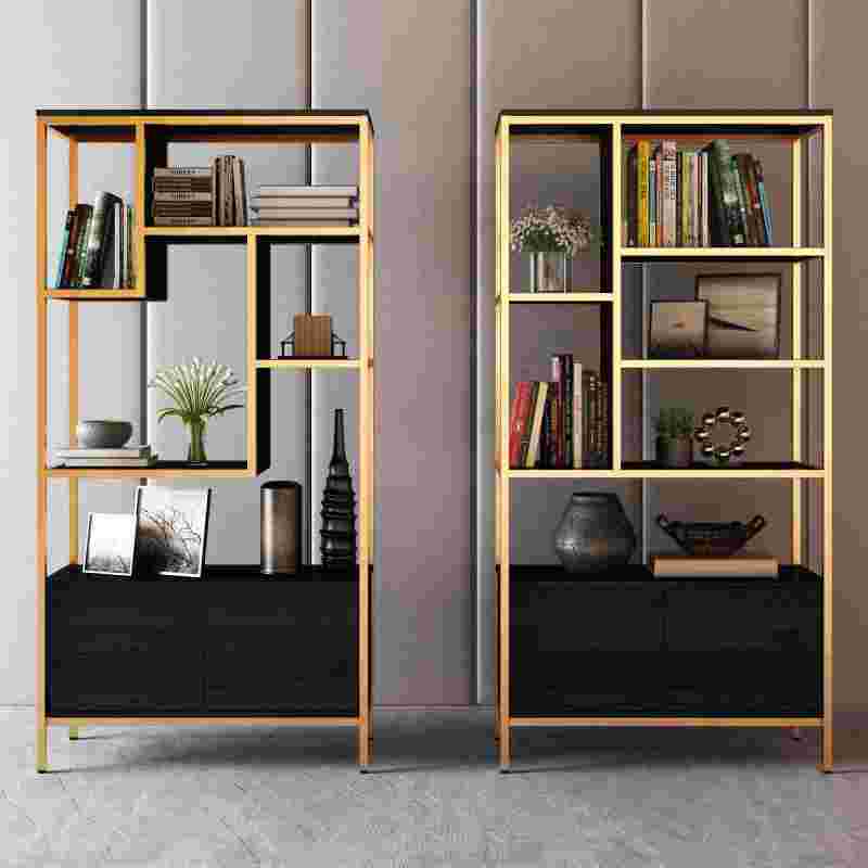 Household Multilayer Bookshelf Gold Iron Metal Displayracks