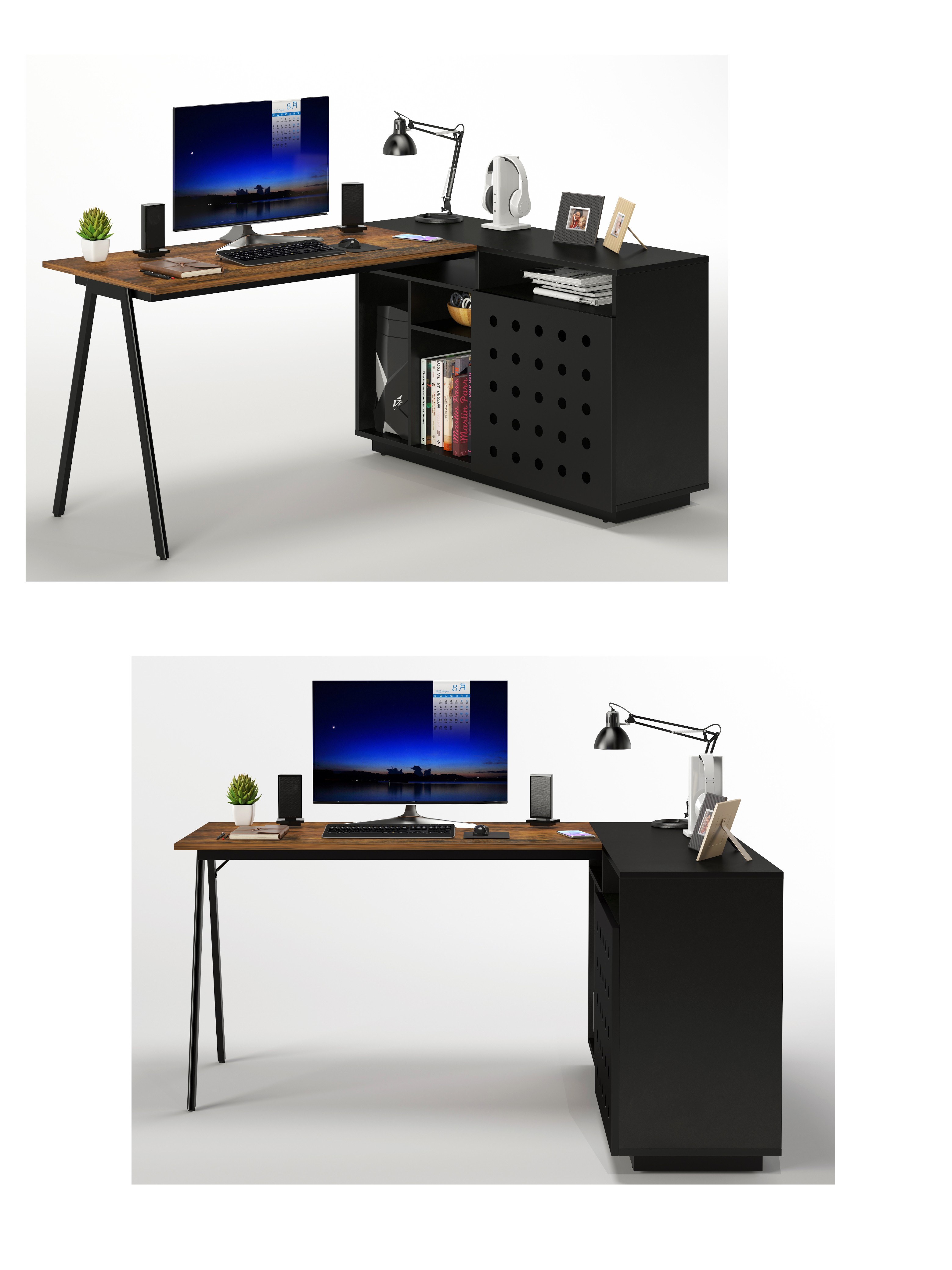 Two Colors Matching for L-Shape Office Workstation