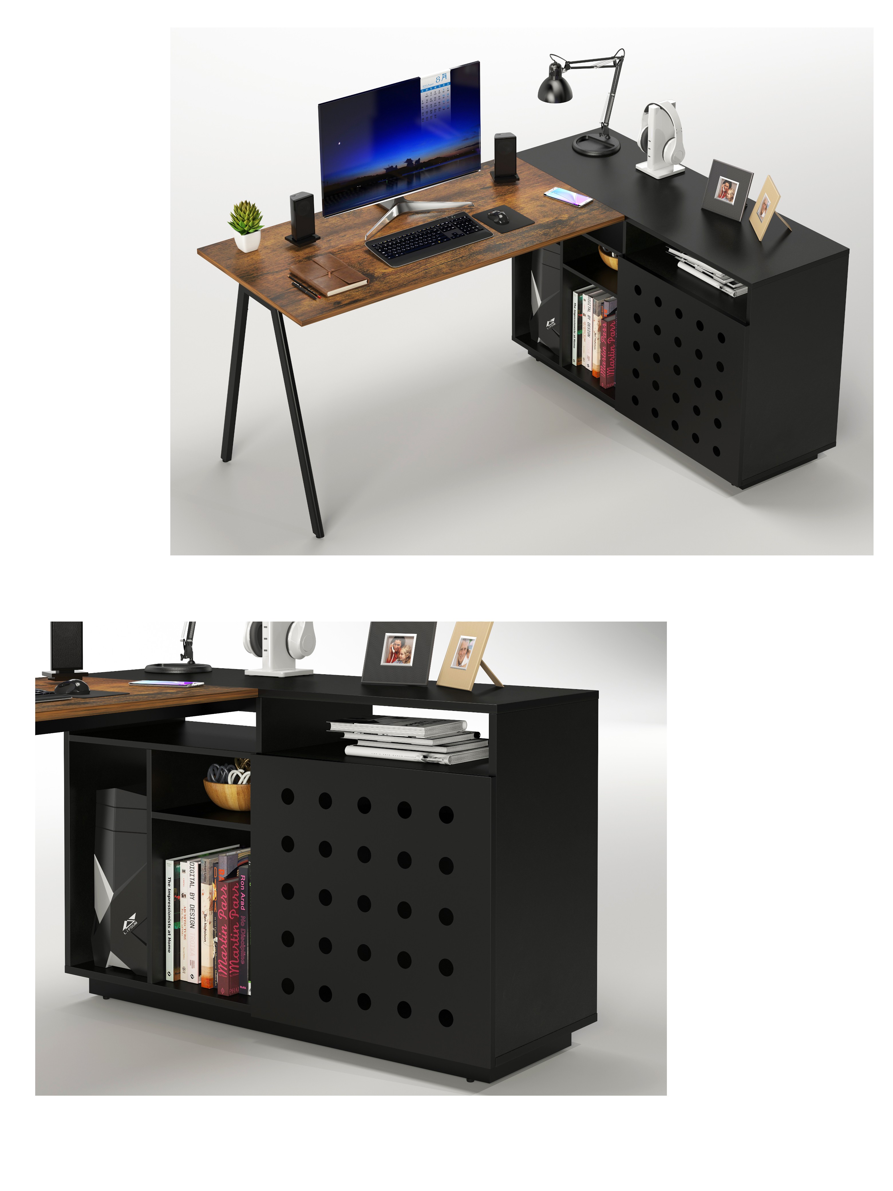 L-Shape Office Workstation With Cabinet