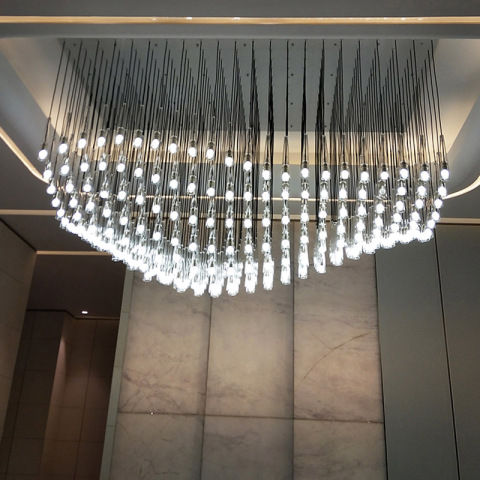 Lustre para sala de jantar grande com design paramétrico criativo personalizado em forma de copo de cristal