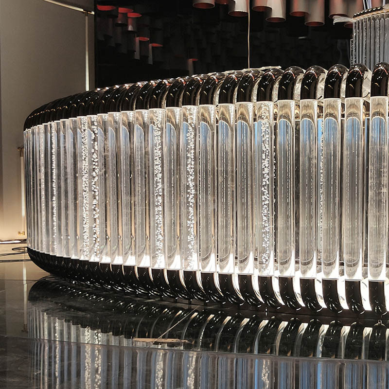 Custom Designer Unique Design Decorative Curved Bar Counter With Light