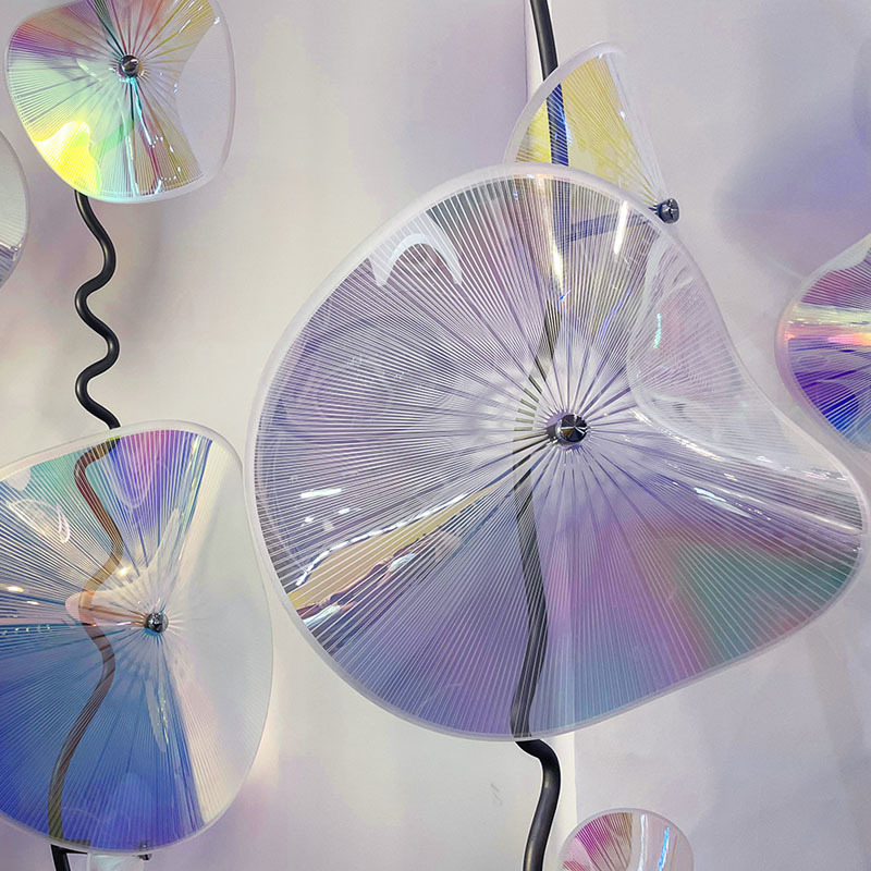 High-end Soft Decorations Combined Installation Art And Glass Lotus Flower Sculpture