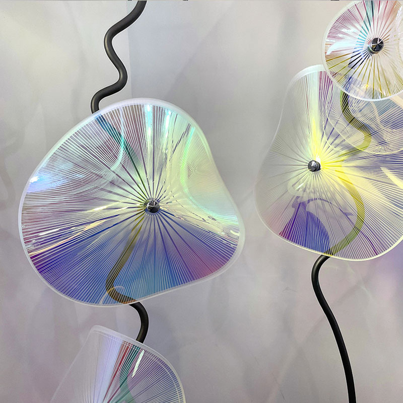 High-end Soft Decorations Combined Installation Art And Glass Lotus Flower Sculpture