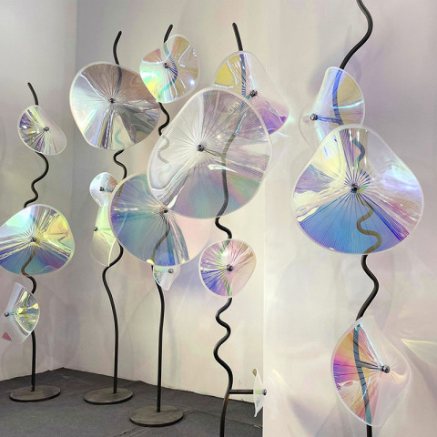 High-end Soft Decorations Combined Installation Art And Glass Lotus Flower Sculpture