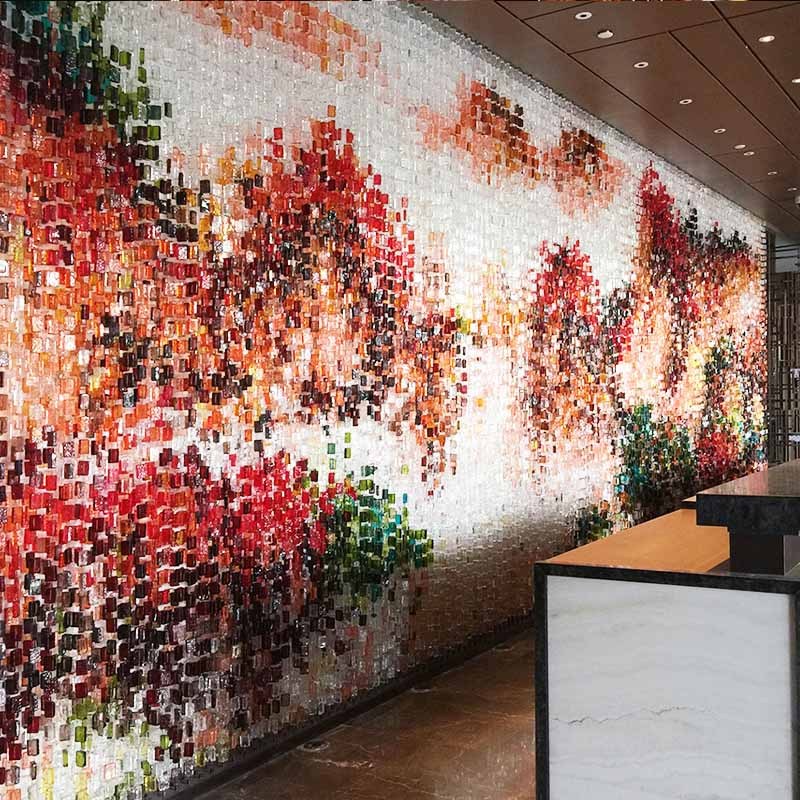 Großer kundenspezifischer Hintergrund aus Murano-Glas für die Hotellobby-Rezeption