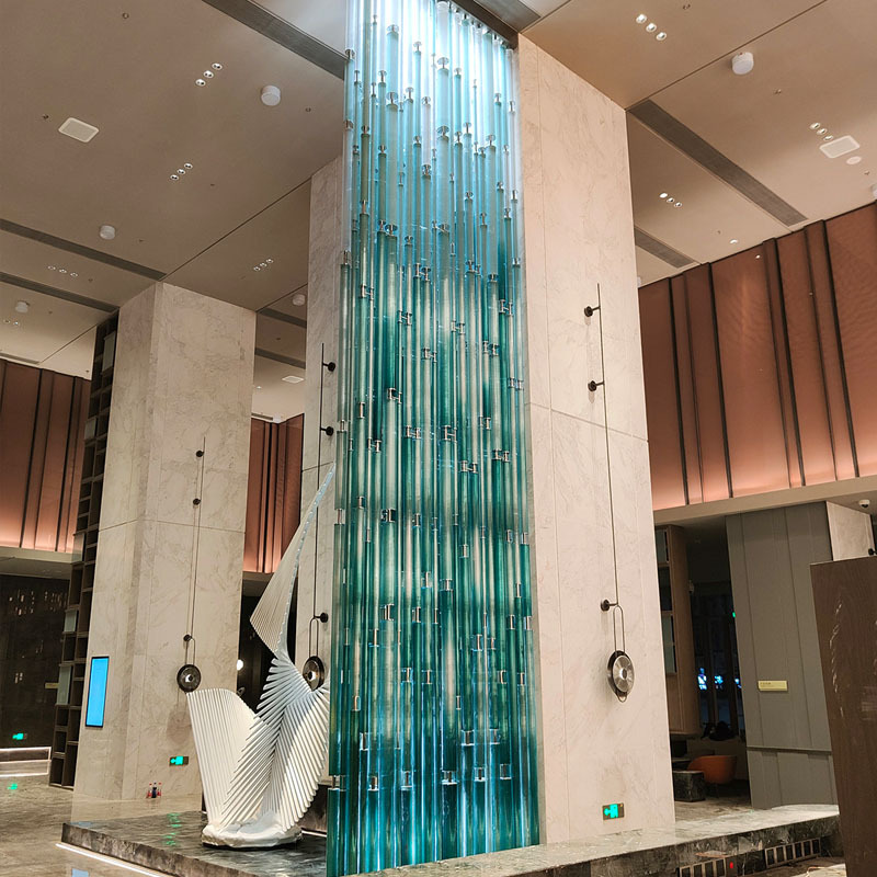Large Colorful Glass Tube Floor To Ceiling Divider Screen Partition