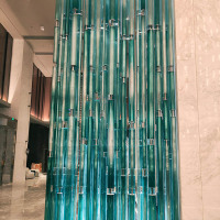 Large Colorful Glass Tube Floor To Ceiling Divider Screen Partition