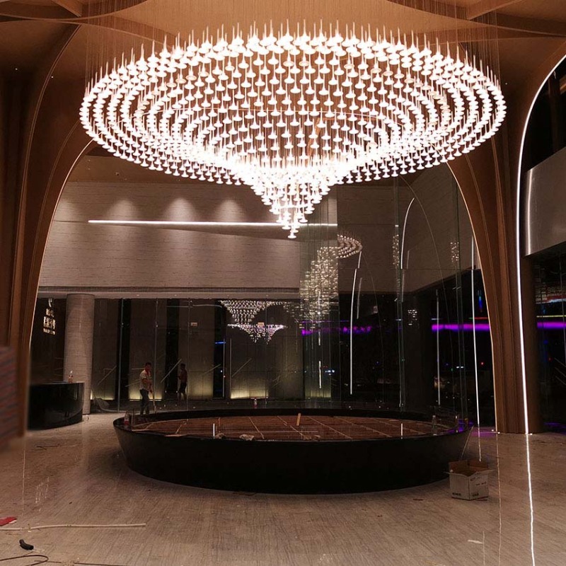 Large Modern Round Glass Light Installation Art Chandelier
