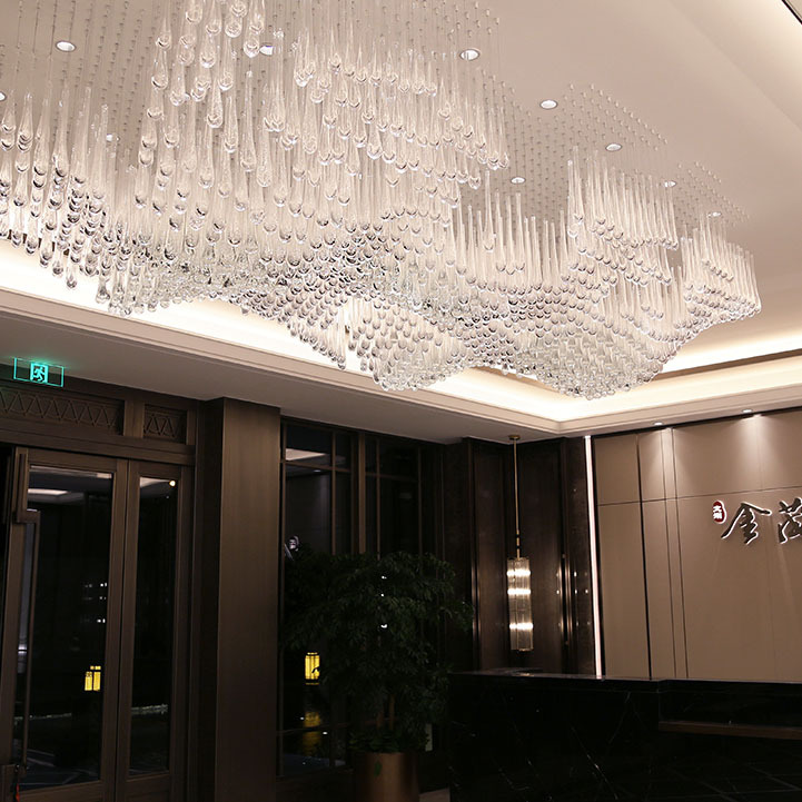Custom Handmade Glass Large Raindrop Chandelier Lighting