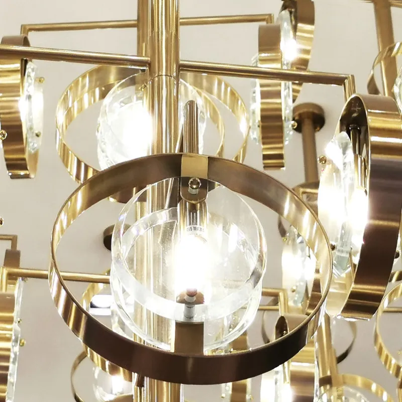 Lampadario in acciaio inossidabile con sfera di cristallo