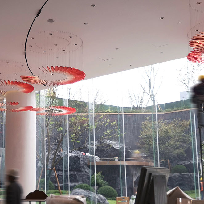 Customized Large Colorful Glass Installation Art Chandelier