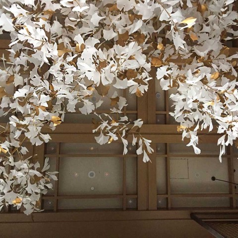 Grande Lustre de Folha de Ginkgo Acrílico Moderno Personalizado