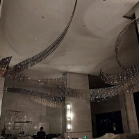Creative Large Hanging Stainless Steel Installation Art With Lights Inside
