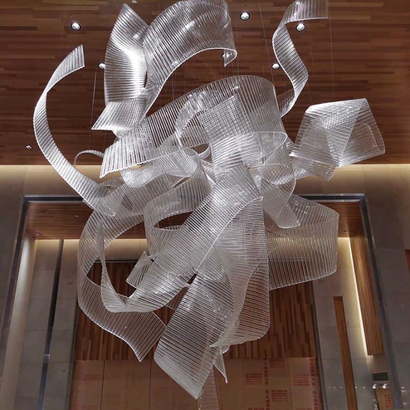 Large Ribbon Shaped Creative Acrylic Installation Art