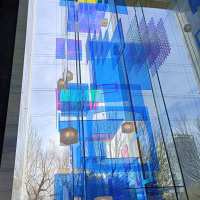 Grand lustre d'escalier en acrylique bleu de style nordique