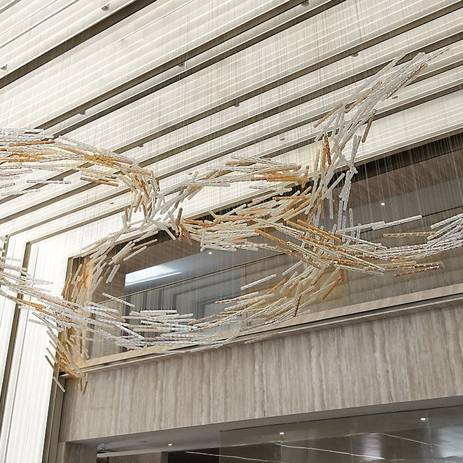 Decorative Lobby Large Branch Chandelier Installation Art/Giant Colorful Glass Crystal Chandelier For Sale