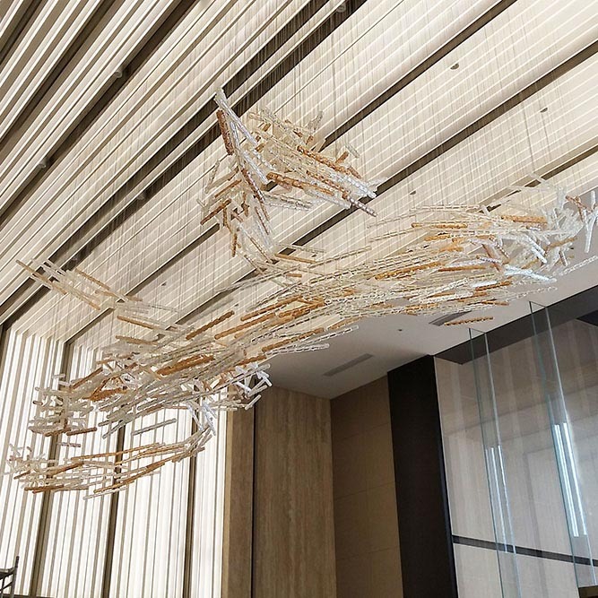 Decorative Lobby Large Branch Chandelier Installation Art/Giant Colorful Glass Crystal Chandelier For Sale